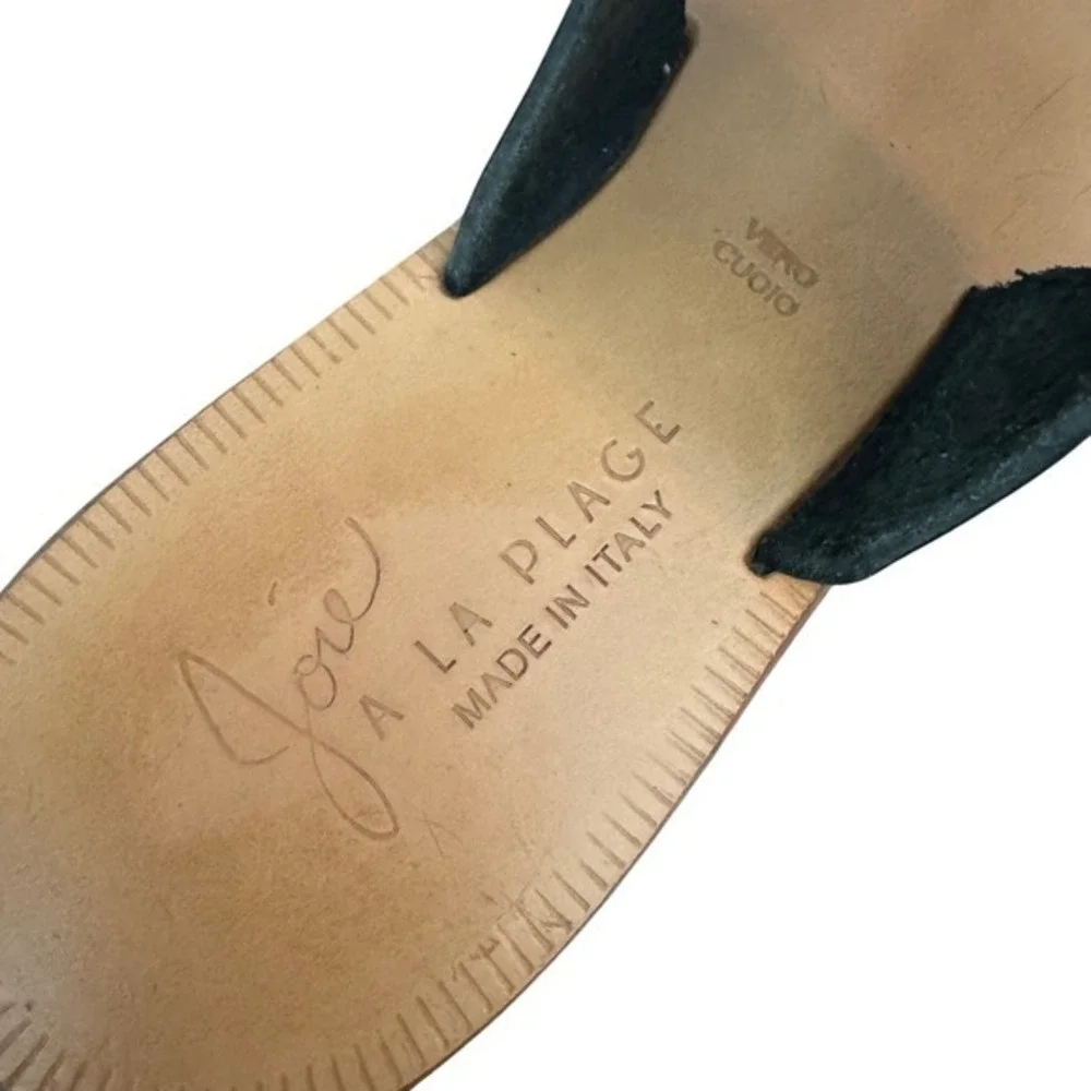 Joie women 37.5 sz US 7-7.5 A La‎ Plage Black and Natural Leather Boho Sandals